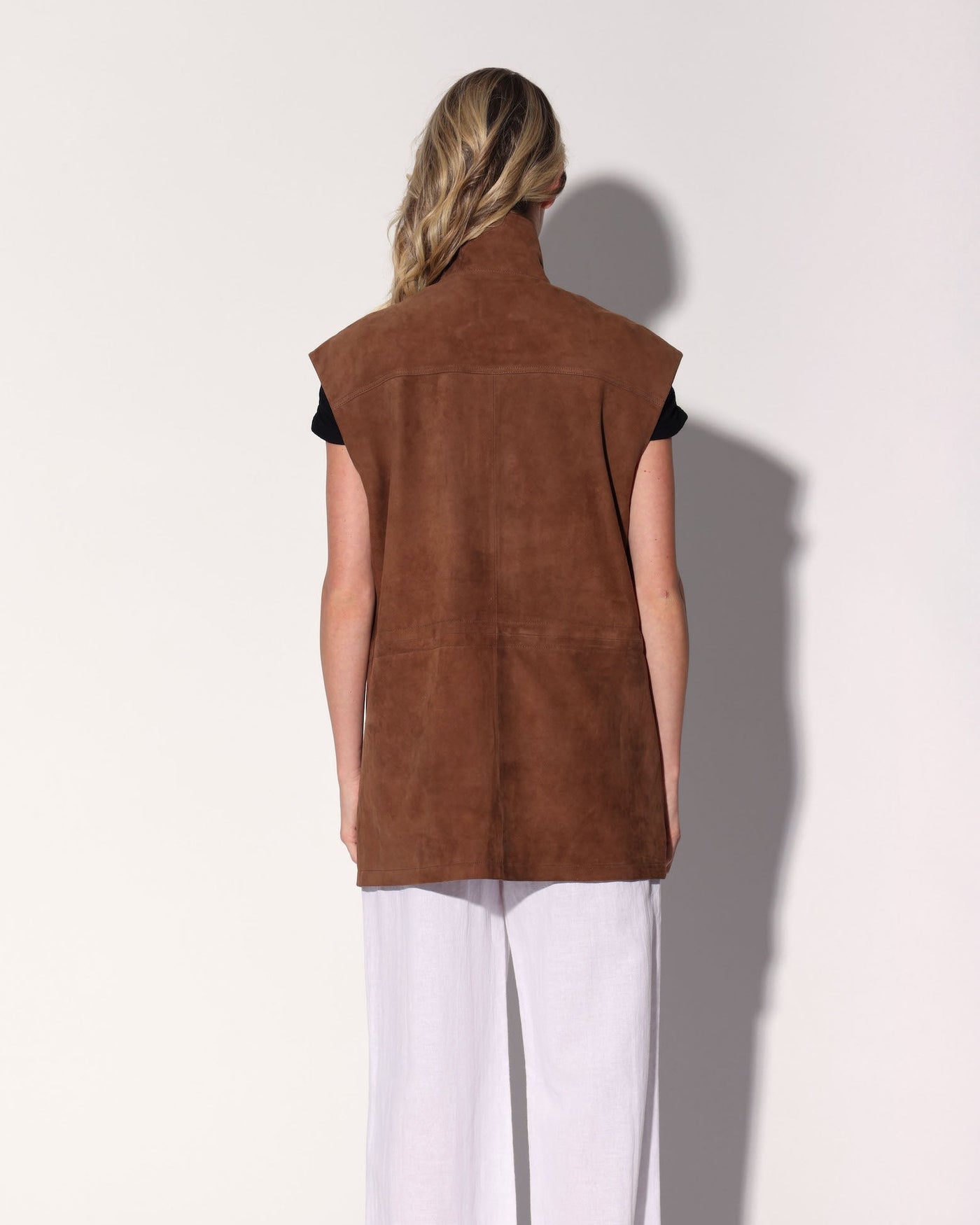 Renata Vest, Chestnut Suede - Leather