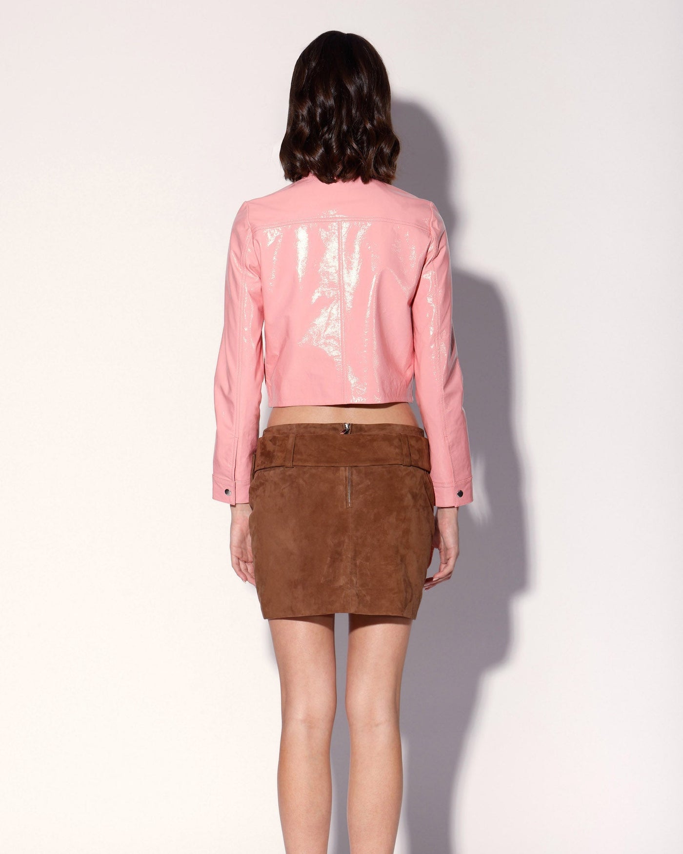 Vivian Skirt, Chestnut Suede - Leather
