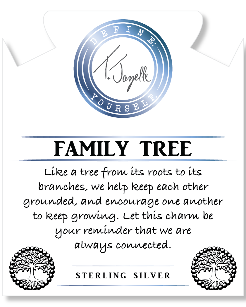 Australian Agate Gemstone Bracelet with Family Tree Sterling Silver Charm
