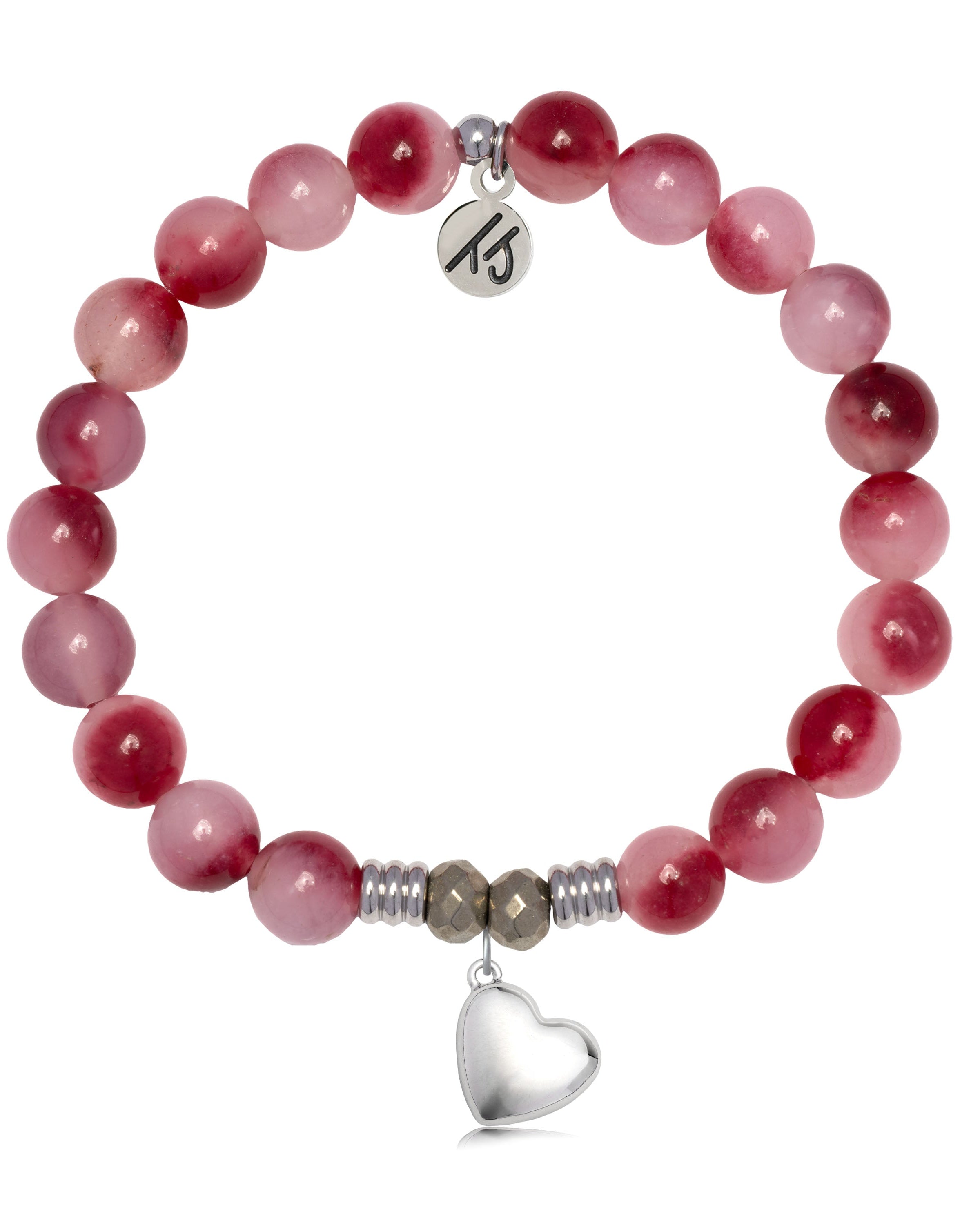 Cherry Jade Gemstone Bracelet with Love the Life You Live Sterling