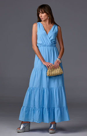 models wearing blue maxi dress