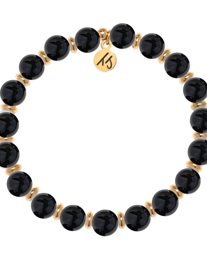 Gold Empowered Elegance Collection- Onyx Gemstone Bracelet