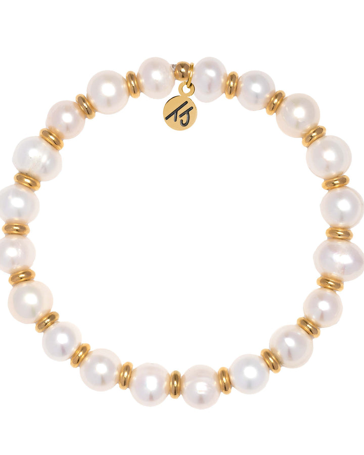 Gold Empowered Elegance Collection- Pearl Gemstone Bracelet