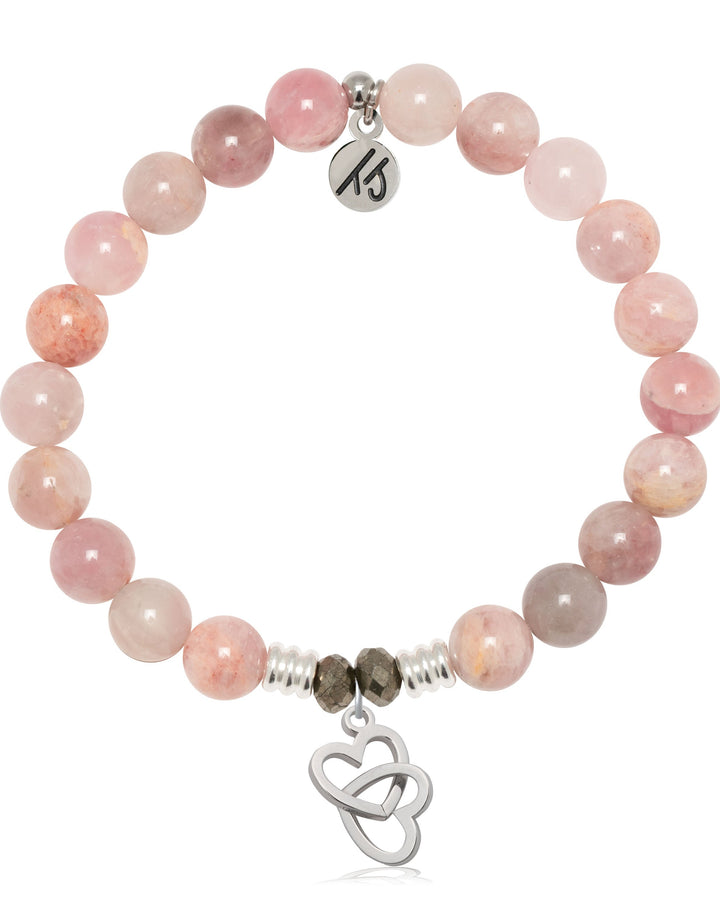 Madagascar Quartz Gemstone Bracelet with Linked Hearts Sterling Silver Charm