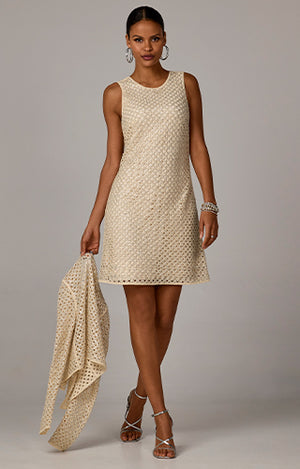 models wearing tan short dress