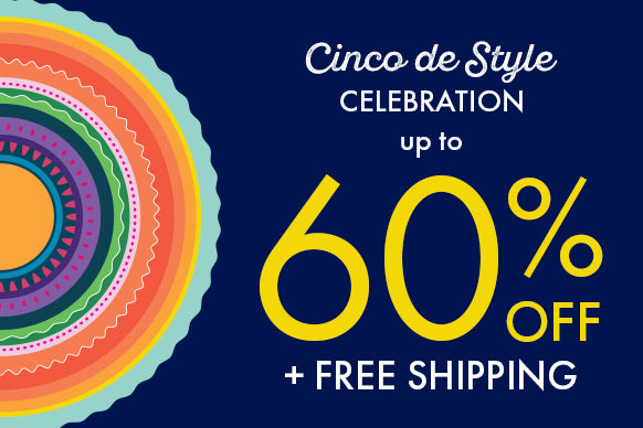 Navy background with colorful pattern. Cinco de style, up to 60% off + Free shipping.