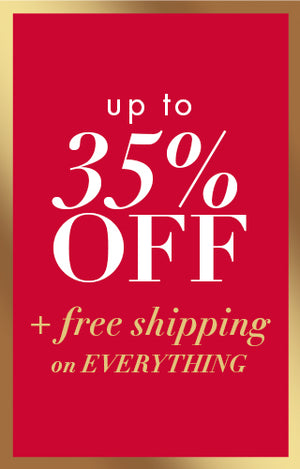 Red background with up to 35% off everything + free shipping.