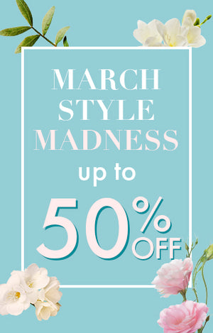 Blue background with march style madness deals up to 50% off
