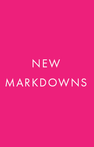 Hot pink background with white new markdowns writing.