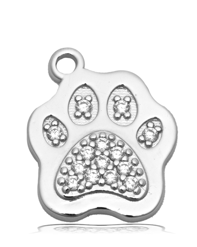 Storm Agate Gemstone Bracelet with Paw CZ Sterling Silver Charm