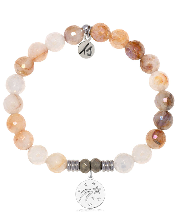 Sunset Quartz Gemstone Bracelet with Best is Yet to Come Sterling Silver Charm