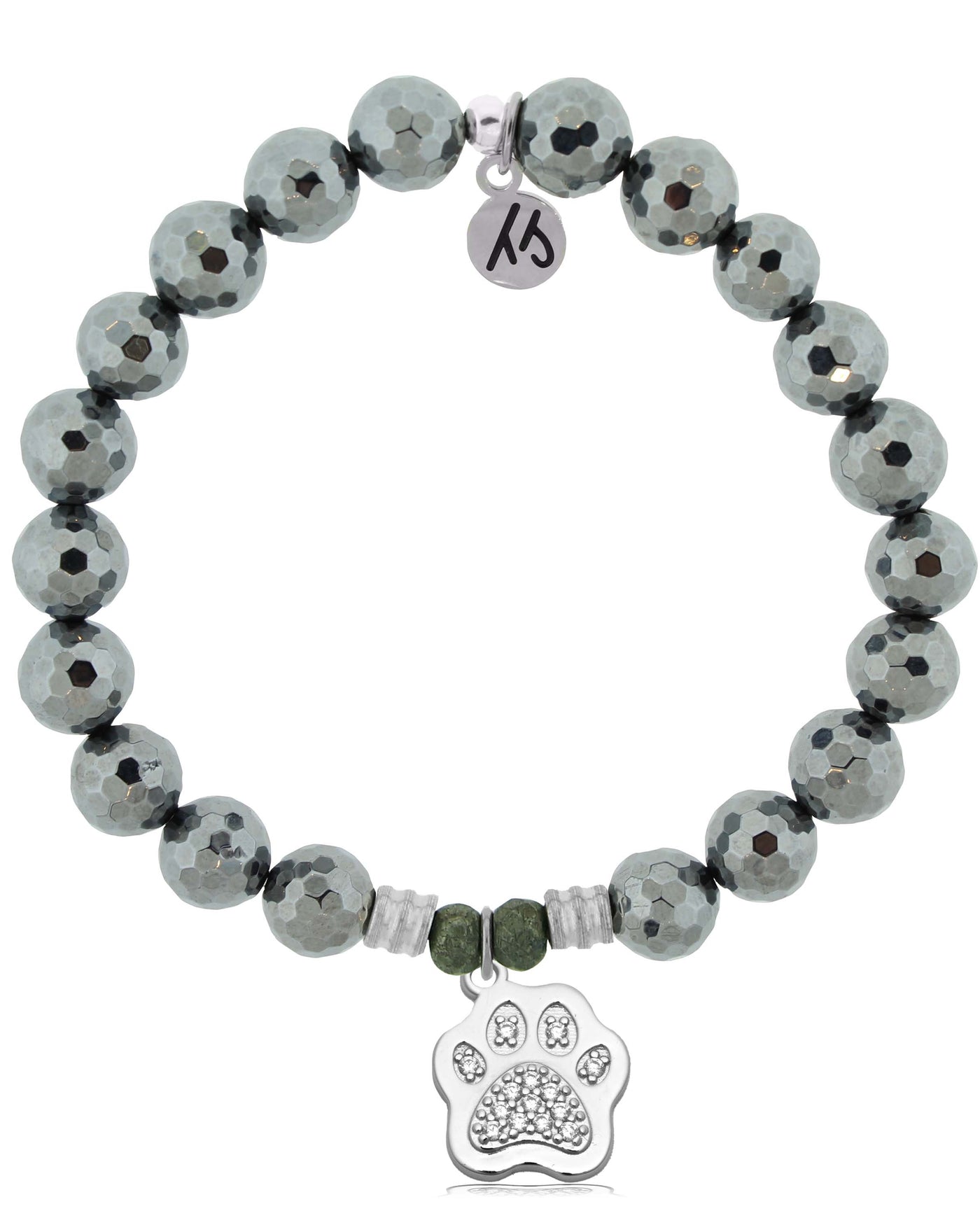 Terahertz Gemstone Bracelet with Paw CZ Sterling Silver Charm