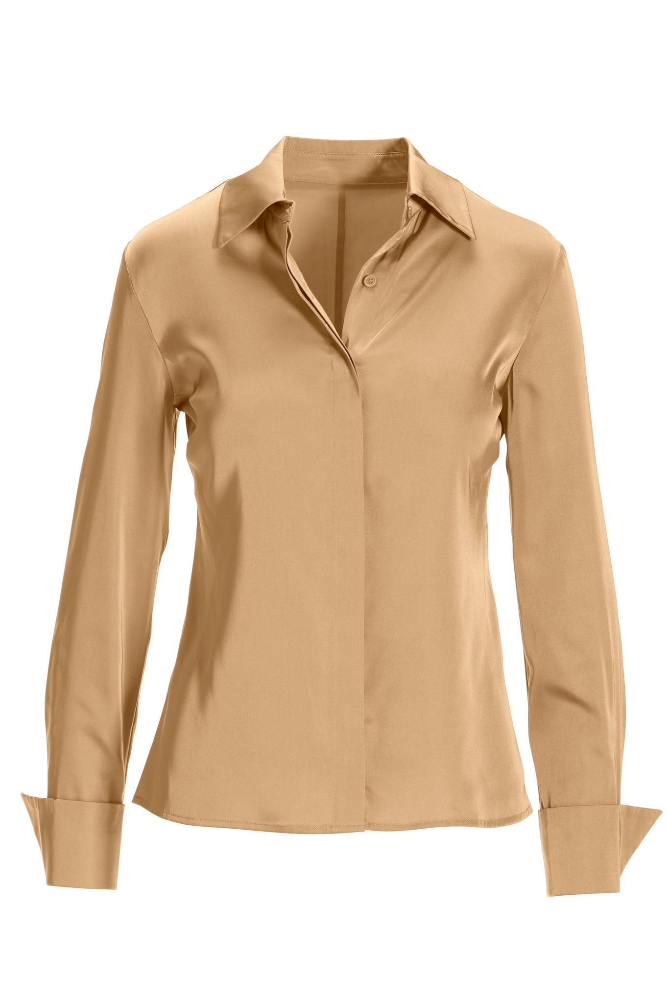 Sophia Button Up Charmeuse Blouse 2AM90 Champagne